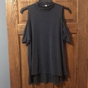 Mock neck cold shoulder top